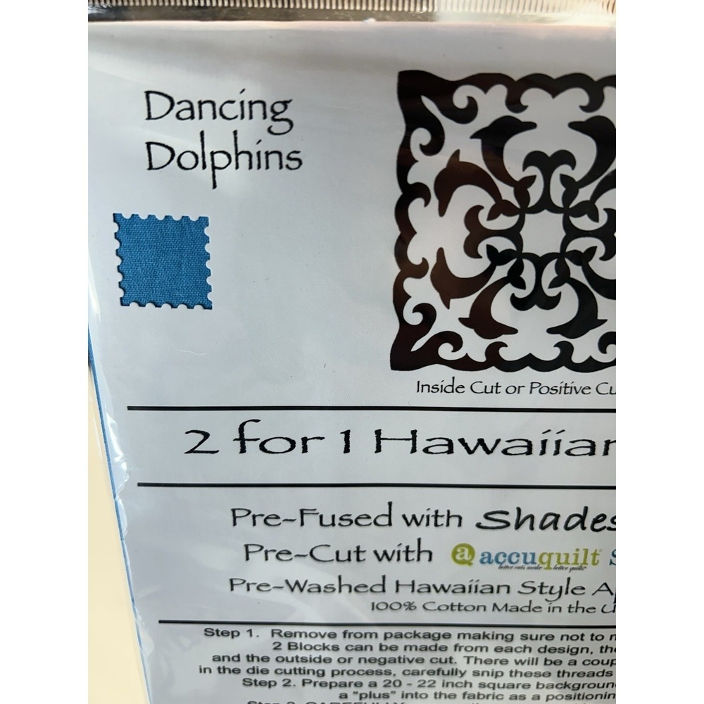 Quilt Hawaiian Applique Dancing Dolphins 100%  Kona cotton Pre Fused For Cushion - Picture 4 of 6